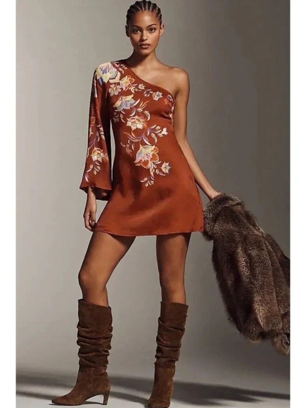 Farm Rio x Anthropologie One-Shoulder Mini Dress
